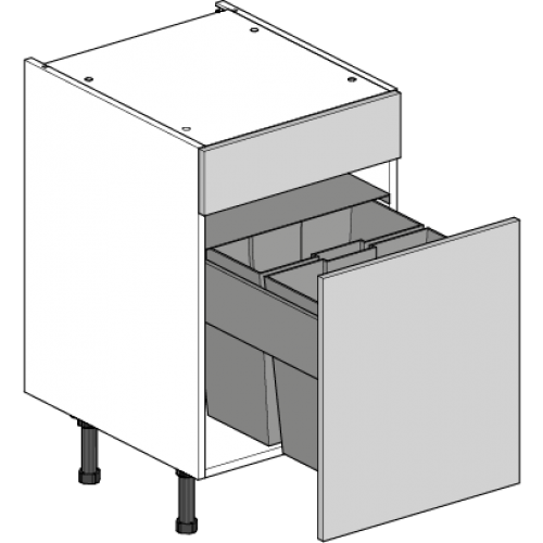 Drawer Line Base Unit Handleless Matt Cashmere 500 Drawerline Base with Premium Pull Out Bin ...