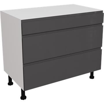 jayline gloss graphite 3 drawer unit 1000