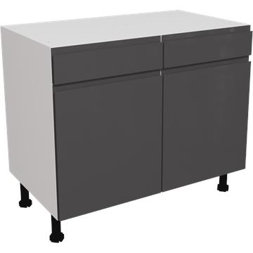 jayline gloss graphite drawerline double base unit 1000