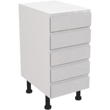 jayline gloss light grey 5 drawer unit 400