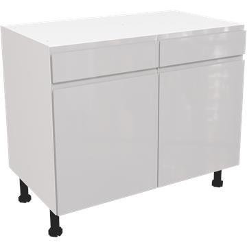 jayline gloss light grey drawerline double base unit 1000