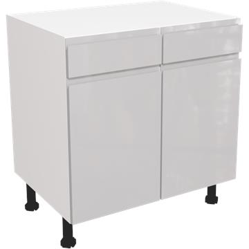 jayline gloss light grey drawerline double base unit 800