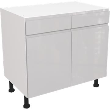 jayline gloss light grey drawerline double base unit 900