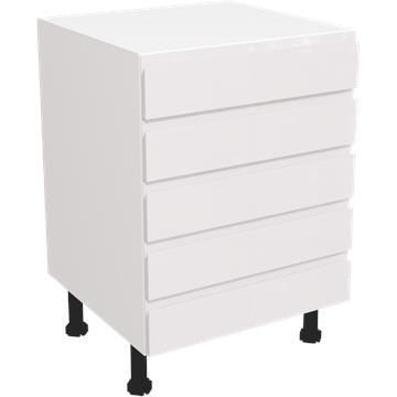 jayline gloss white 5 drawer unit 600