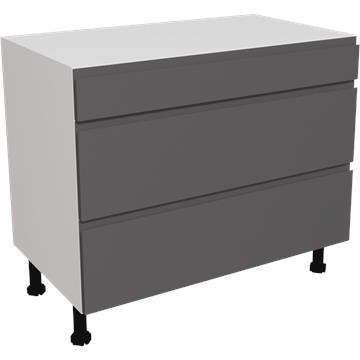 jayline matt graphite 3 drawer unit 1000