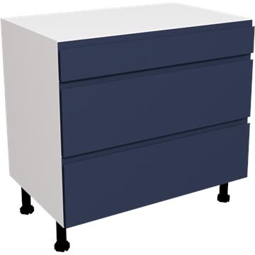 jayline matt indigo blue 3 drawer unit 900