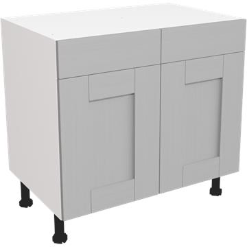 wilton oakgrain dust grey drawerline double base unit 900