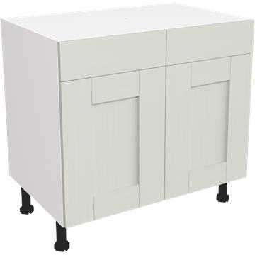 wilton oakgrain grey drawerline double base unit 900
