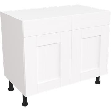 wilton oakgrain white drawerline double base unit 1000