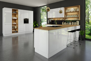 High Gloss White Handleless Kitchens-jayline gloss white