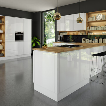 High Gloss White Handleless Kitchens
