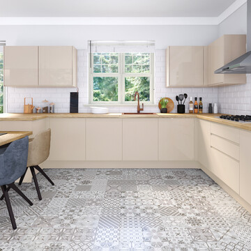 High Gloss Cashmere Handleless Kitchens