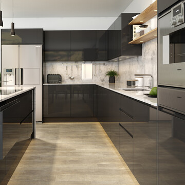 High Gloss Graphite Handleless Kitchens