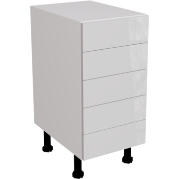 ora gloss light grey 5 drawer unit 400