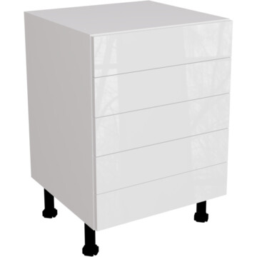 ora gloss white 5 drawer unit 600