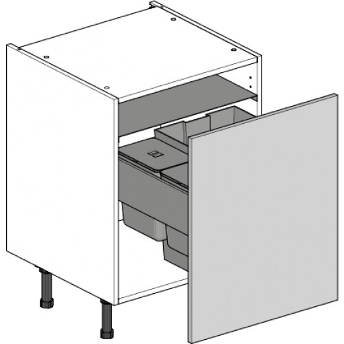 Shaker Oakgrain Grey 600 Highline Base Unit with Standard Bin from Flat